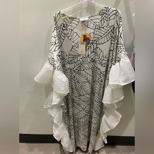 Black & White Craftan Print Dress/Coverup